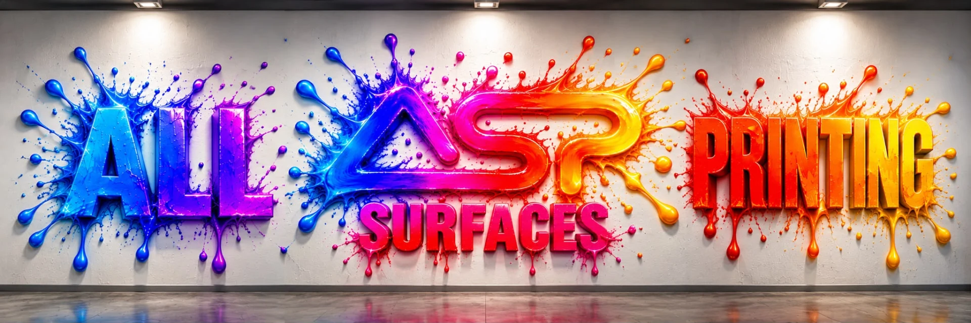 Vepra shumëngjyrëshe në mur me shkronjat All Surfaces Printing